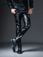 Herren Skinny Biker Lederhose aus Kunstleder – Modische Motorrad- & Clubhose mit Slim Fit für Alltag, Bühne & Freizeit
