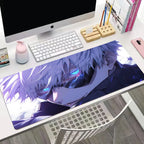 Satoru Gojo XXL Anime Schreibtischunterlage aus PU Leder - Alfombrilla de ratón para juegos en el diseño de Jujutsu Kaisen para oficinas, dormitorios y deportes electrónicos