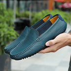 Herren Leder Mokassins aus echtem Rindsleder – Atmungsaktive Slip-On Loafer, flache Driving Schuhe für Casual & Business