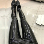 Damen PU Leder Leggings High Waist – Elastisch, figurformend & sportlich, Lederlook Leggings in großen Größen für Sommer & Alltag