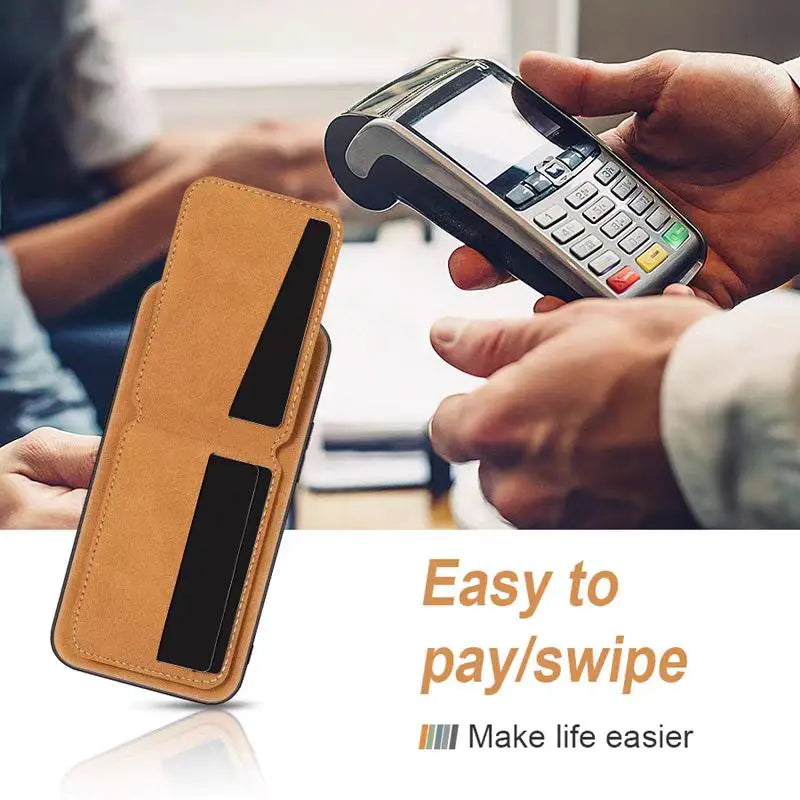 Luxuriöse Wallet Lederhülle für iPhone 12–17 Pro Max & Plus – High-End Faux Leather Handyhülle mit Kartenfach & Stoßschutz