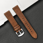 Brazalete de cuero vintage de 20 mm y 22 mm para Samsung Galaxy Watch 4–7 y Xiaomi Redmi Watch – Brazalete clásico para reloj inteligente con diseño dorado 