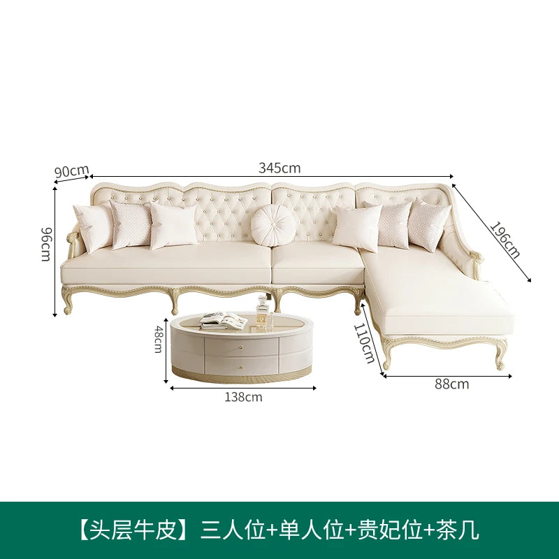 Amerikanisches Light-Luxury Ledersofa – Moderne französische Wohnlandschaft aus echtem Leder, europäisches Ecksofa für stilvolle Wohnzimmer