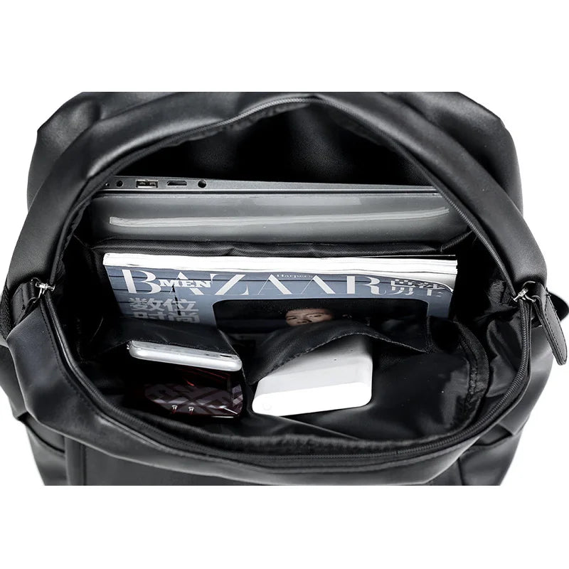 Herren Rucksack aus PU-Leder – Wasserdichter 14 Zoll Laptop-Rucksack, Fashion Travel & Casual Backpack