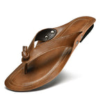 Tongs pour hommes avec dünner Sohle – Sommerliche Lederoptik Zehentrenner, légères pantoufles décontractées pour l'extérieur et les loisirs 