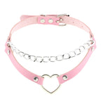 Collier ras du cou punk en cuir et strass – Collier gothique rose avec boucles d'oreilles pour hommes et femmes dans le style Harajuku