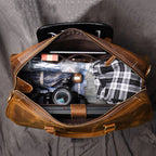 LEATHFOCUS Vintage Reisetasche aus echtem Rindsleder – Bolso grande de viaje y bandolera de cuero Crazy Horse, apto para portátil de 14 pulgadas 