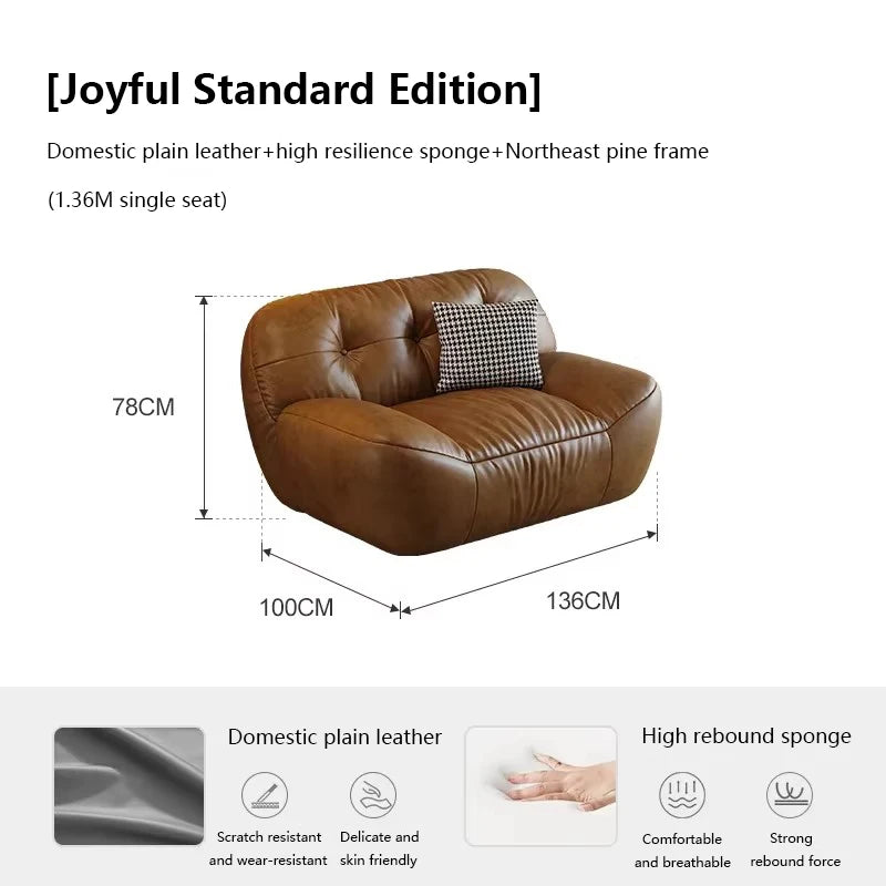 Luxus Leder Sofa für das Wohnzimmer – Modernes europäisches Design, elegante Wohnlandschaft für stilvolle Raumgestaltung