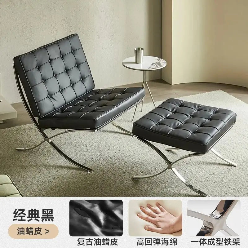 Barcelona Designer Einzelsessel – Italienischer Lazy Chair im nordischen Light-Luxury-Stil, moderner Relax-Sessel für Wohnzimmer &amp; Lounge