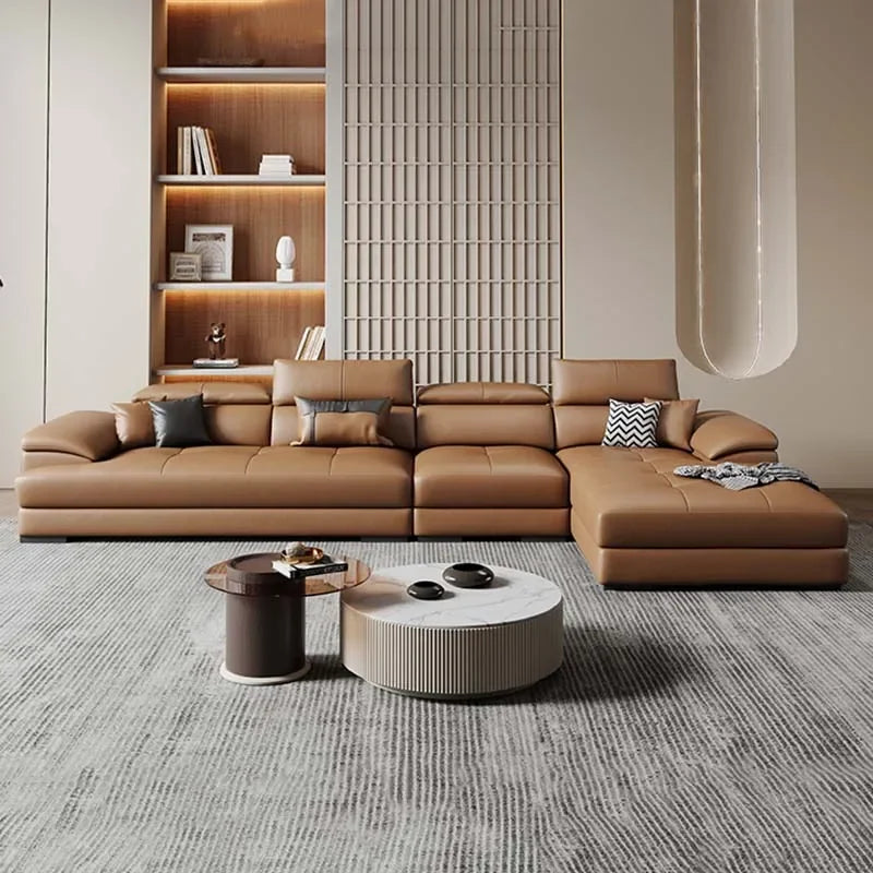 Europäisches Luxus Ecksofa aus Echtleder – Modulares L-Form Designer-Sofa for das Wohnzimmer, moderne et élégant