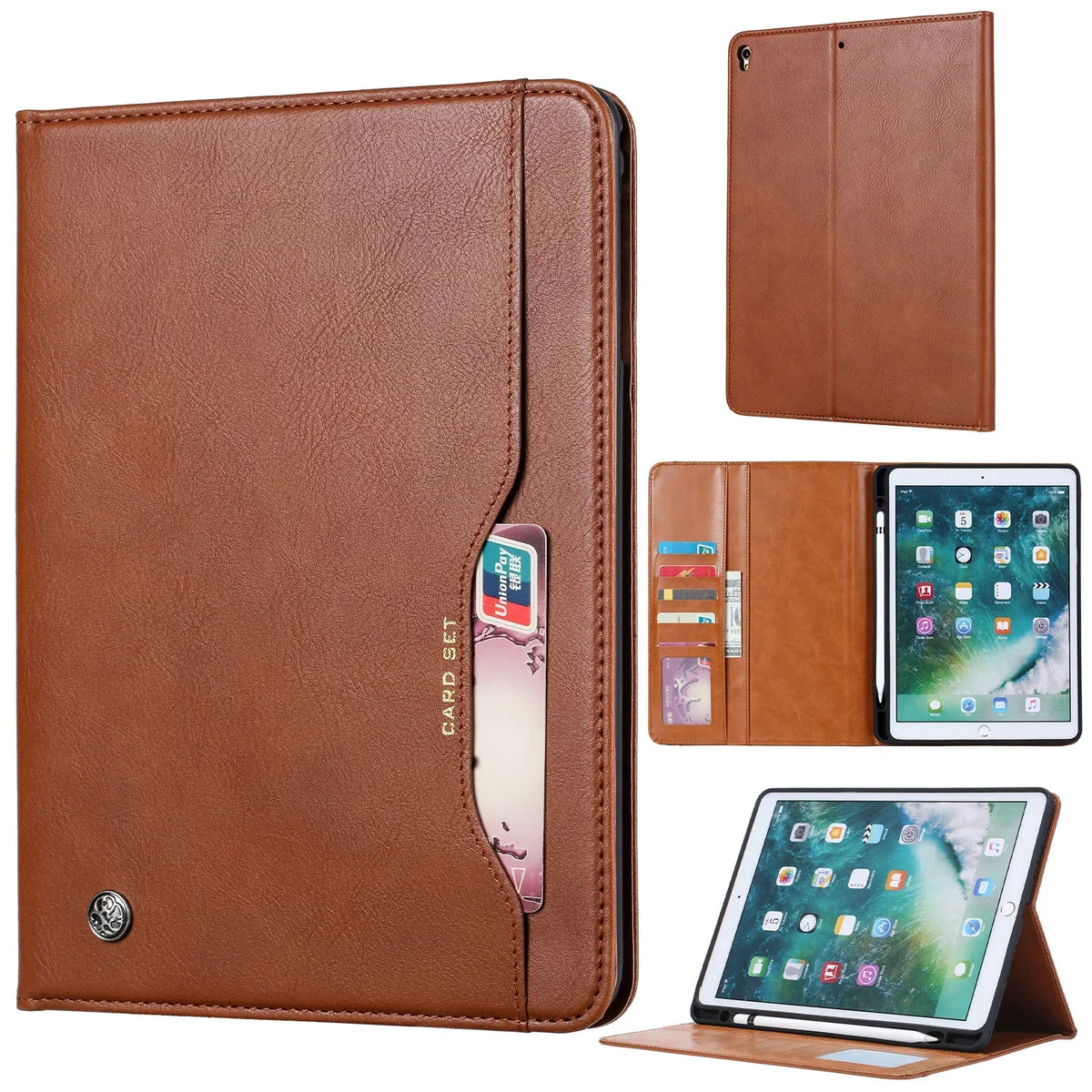 Funda de cuero Luxury Business Flip para iPad Air y iPad Pro – Funda protectora premium con cubierta suave al tacto para 11, 12,9 y 13 pulgadas 