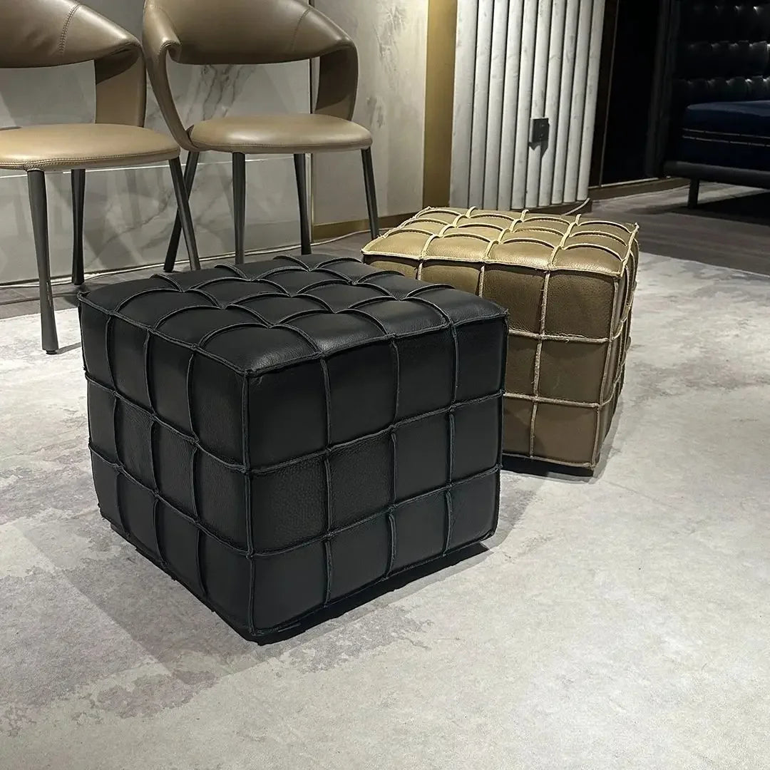 Puzzle Cube Sitzhocker aus PU-Leder – Light Luxury Ottoman & Schuhwechsel-Hocker, platzsparendes Design für Wohnzimmer & Flur