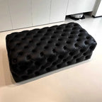 Luxuriöser Schuhwechsel-Hocker aus Leder – Moderner Sofa- & Sitzhocker in Schwarz für Wohnzimmer & Flur