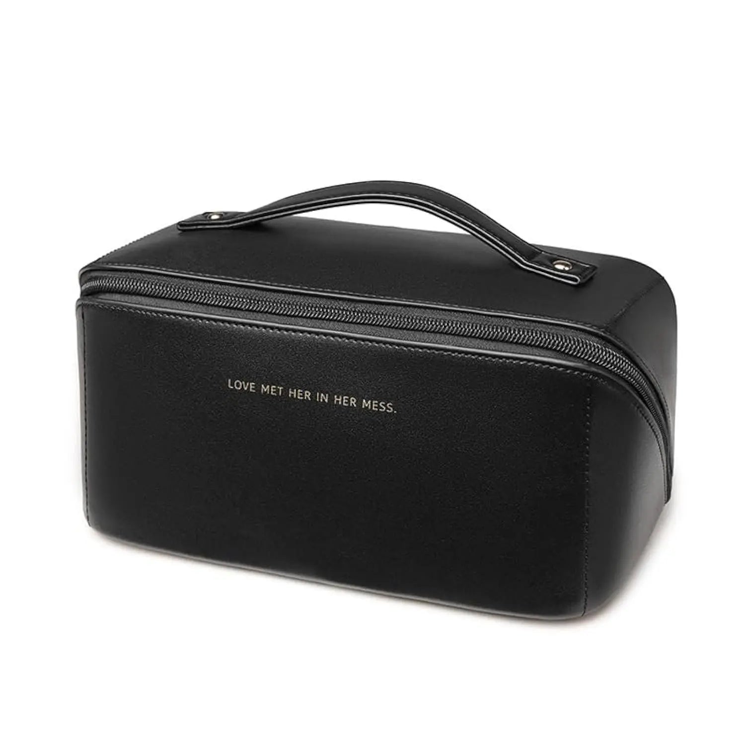 Reise Kosmetiktasche mit großer Kapazität – Wasserdichte Make-up Tasche aus PU-Leder, 180° Flat-Open Beauty Organizer für Damen