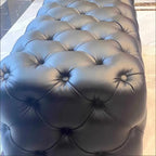 Luxuriöser Schuhwechsel-Hocker aus Leder – Moderner Sofa- & Sitzhocker in Schwarz für Wohnzimmer & Flur