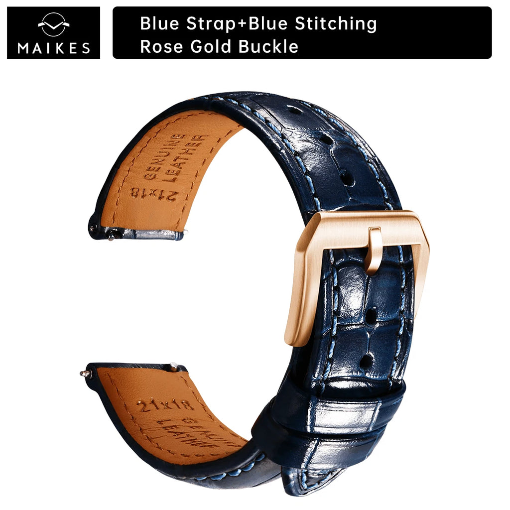 MAIKES Brassard de luxe en cuir avec dégagement rapide - Brassard Premium 20 mm / 21 mm / 22 mm avec fermeture papillon pour brassard élégant