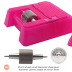 Quadratisches Lederkanten-Farbroller Set - Profi Oil Edge Box Werkzeug mit Zahnrädern für saubere Lederkanten (Rosé-Rot) 