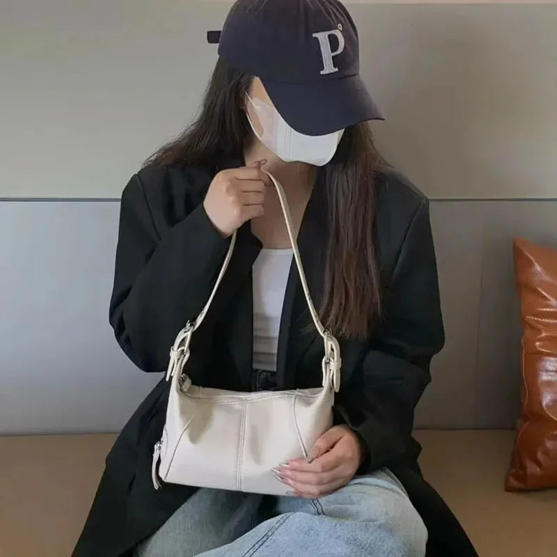 Damen Baguette Schultertasche aus PU-Leder – Retro Achseltasche mit Reißverschluss, großem Stauraum & elegantem Vintage-Design