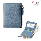 Genuine Leather Damen RFID Geldbörse – Kleine Bifold Kurzbörse mit Reißverschluss-Münzfach & Mehrfachkartenhalter