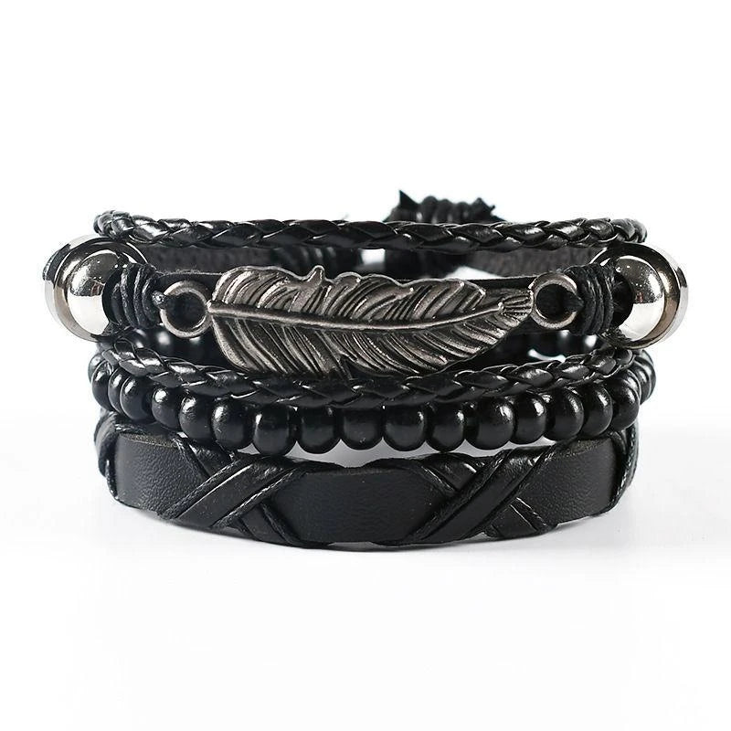 Geflochtenes Herrenarmband im Leder-Look – Trendiges Rundarmband mit silberfarbener Legierung, moderner Männer Armschmuck 06/2024