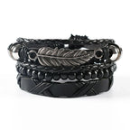 Geflochtenes Herrenarmband im Leder-Look – Trendiges Rundarmband mit silberfarbener Legierung, moderner Männer Armschmuck 06/2024