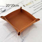 Moderne PU Leder Ablageschale - Bandeja decorativa para guardar cosméticos, geles y maquillaje (20 × 20 cm / 25 × 25 cm)