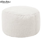 OTAUTAU Runder Sitzpouf aus Baumwoll-Leinen (30 cm) – Puf otomano con relleno, minimalista y tatami Bodensitz 