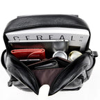 AMYMANG Damen Leder-Rucksack – Vintage PU-Leder Bookbag mit großem Stauraum & Regenschutz für Schule, Reise & Alltag