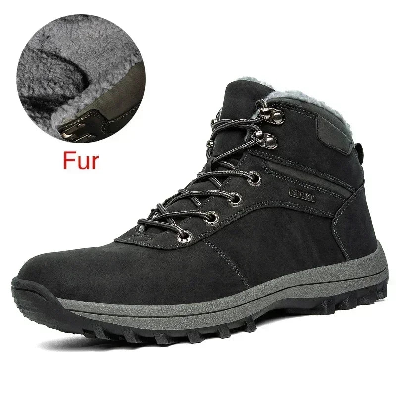 DEKABR Herren Winter Boots – Handgefertigte Schneestiefel aus echtem Leder mit Fell, Wasserdicht, Hoher Schaft, Größen 39-48