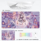 Weihnachtliche XXL PU Leder Schreibtischunterlage - Alfombrilla de ratón con dibujos animados Kawaii para ordenador, teclado y portátil 