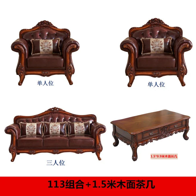 Luxuriöses Europa Ledersofá für Wohnzimmer – U-förmiges Designer-Sofa aus echtem Rindsleder &amp; Massivholz im skandinavischen Stil