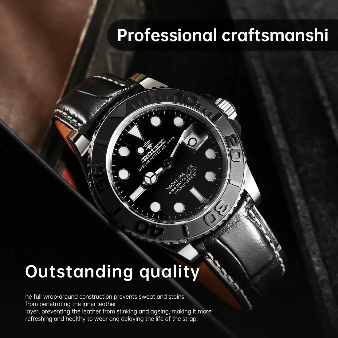 MAIKES Luxus Leder Uhrenarmband mit Quick Release – 20 mm / 21 mm / 22 mm Premium Armband mit Butterfly-Schließe für elegante Armbanduhren