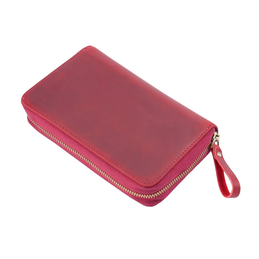 Echte Leder Füllfederhalter-Mappe mit Reißverschluss – Stifteetui mit 10 Fächern & großer Kapazität für Büro & Schule