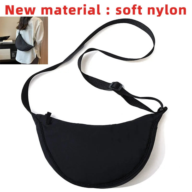 Solide Damen Nylon Schultertasche – Sac à main bandoulière en tissu polaire pour voyage et voyage 