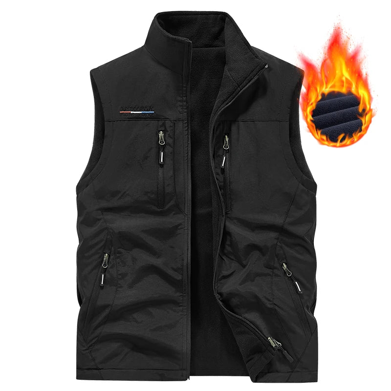 Herren Lederweste für Herbst & Winter – Winddichte, warme Outdoor Weste mit weichem Plüschfutter, komfortable Freizeit- & Sportweste