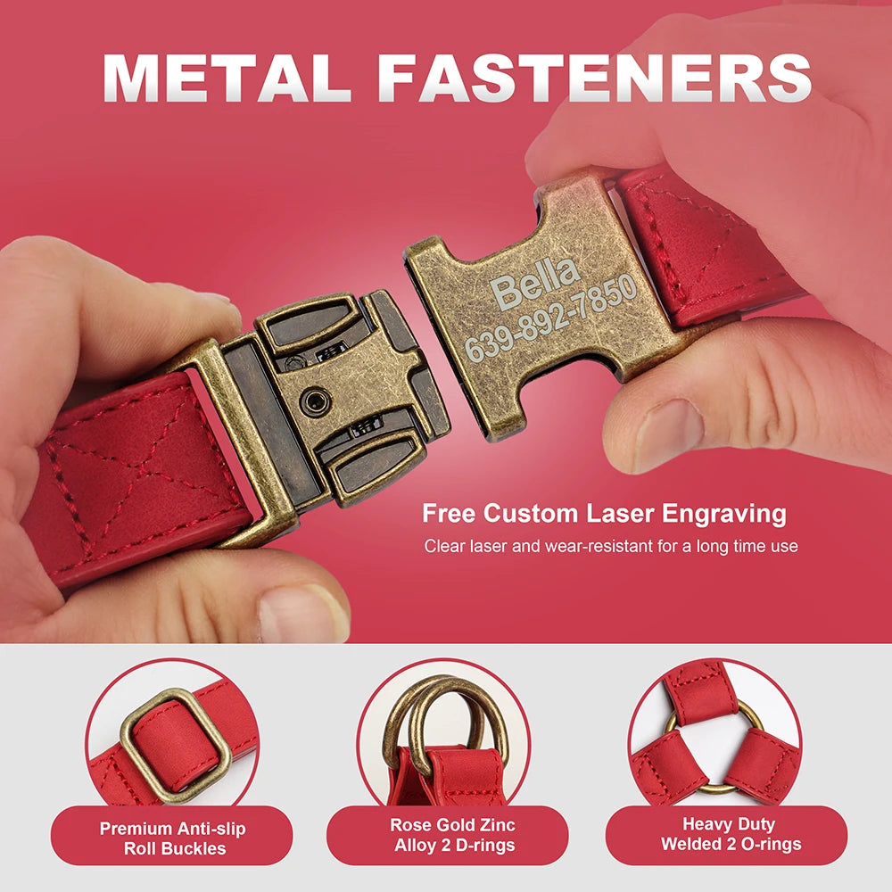 Cuir PU personnalisé pour chien avec chien – Graviertes ID-Schnallen-Geschirr et Vest-Set pour petits et petits chiens