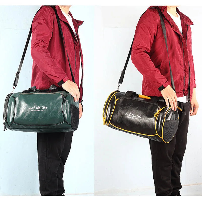 Hochwertige PU-Leder Reisetasche mit großem Fassungsvermögen – Sport- & Travel Duffle Bag mit Schuhfach, modische Herren Handtasche XA689ZC