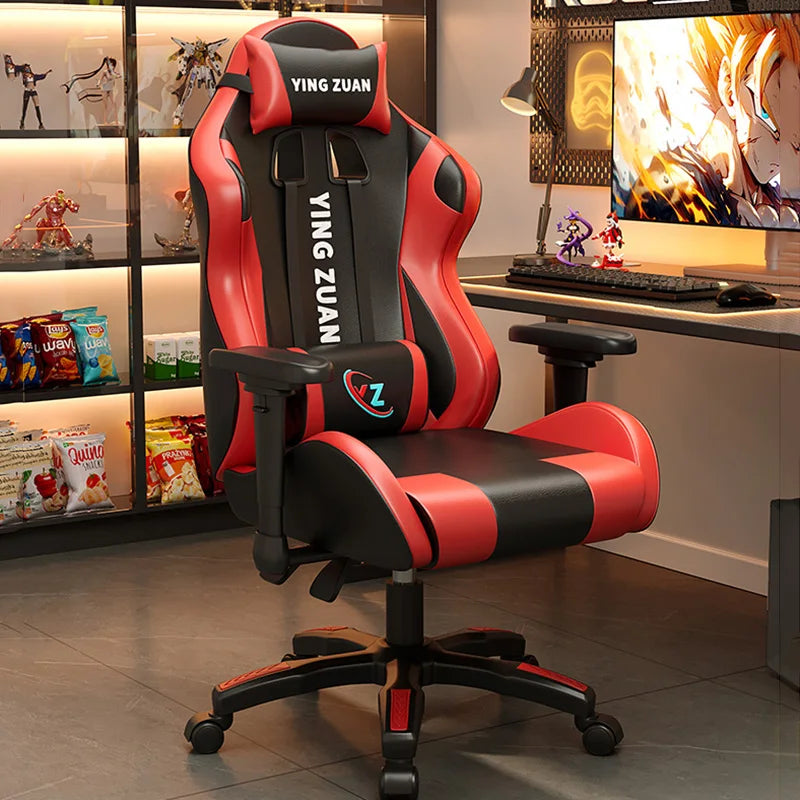 Ergonomischer Bürostuhl aus Leder mit Fußstütze & Rückenlehne – Höhenverstellbarer Drehstuhl mit Armlehnen & Rollen für Homeoffice & Büro