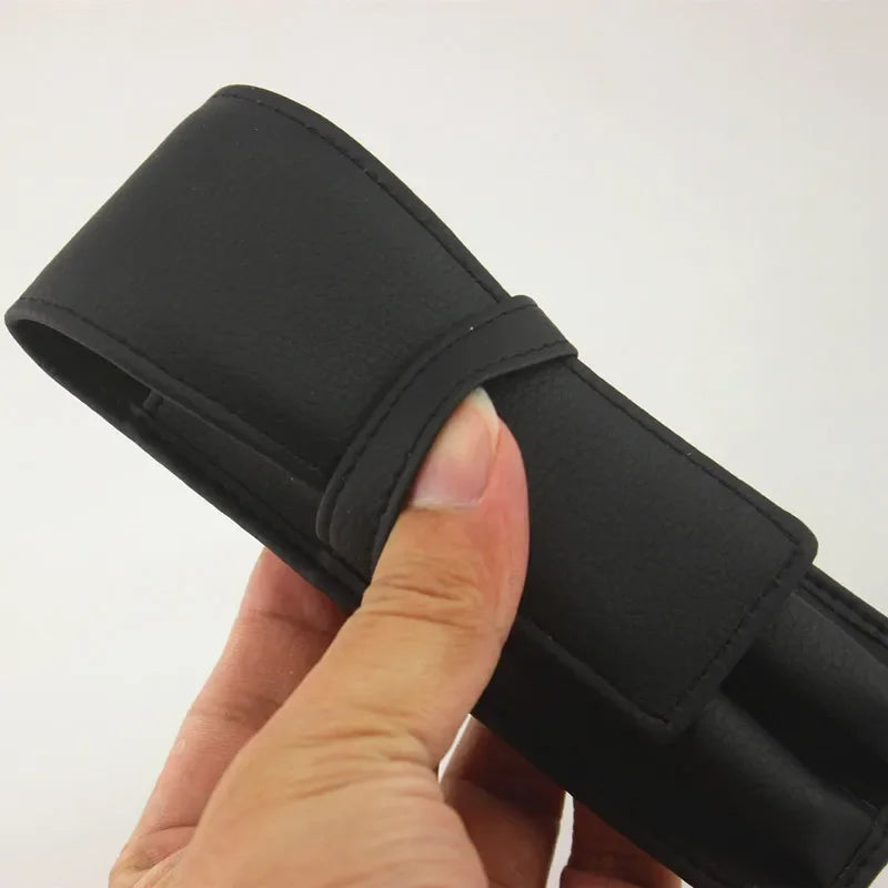 Luxuriöses Schwarzes Leder Stifteetui – Doppeltes Pen Case aus Echtleder für Füllfederhalter & Schreibgeräte | Elegantes Büro- & Schulaccessoire