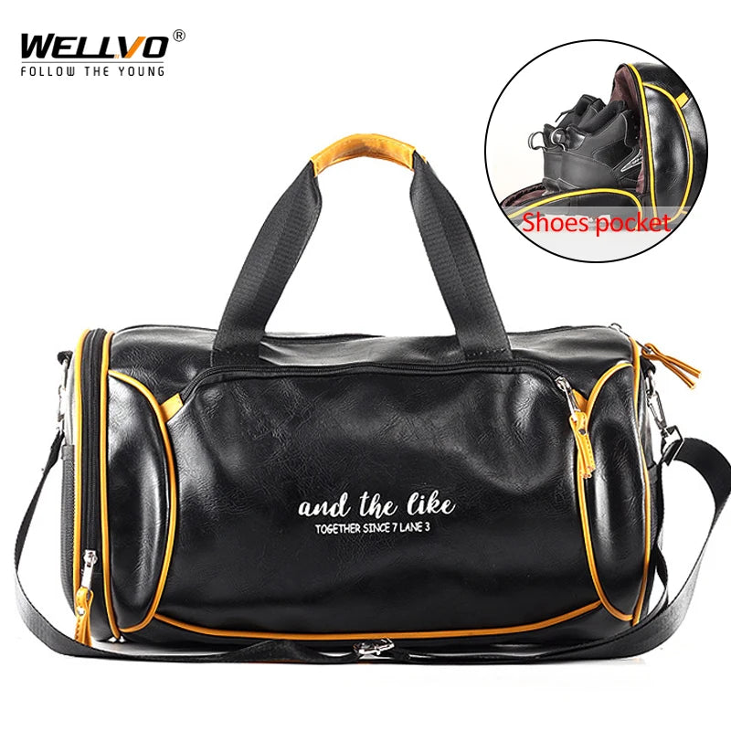 Hochwertige PU-Leder Reisetasche mit großem Fassungsvermögen – Sport- & Travel Duffle Bag mit Schuhfach, modische Herren Handtasche XA689ZC