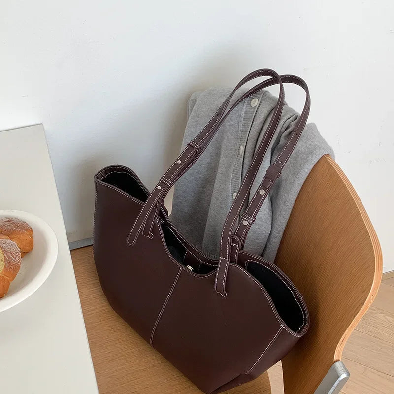Vintage Damen Handtasche mit großem Fassungsvermögen – Elegante Schulter- & Unterarmtasche aus hochwertigem PU-Leder für Alltag & Shopping