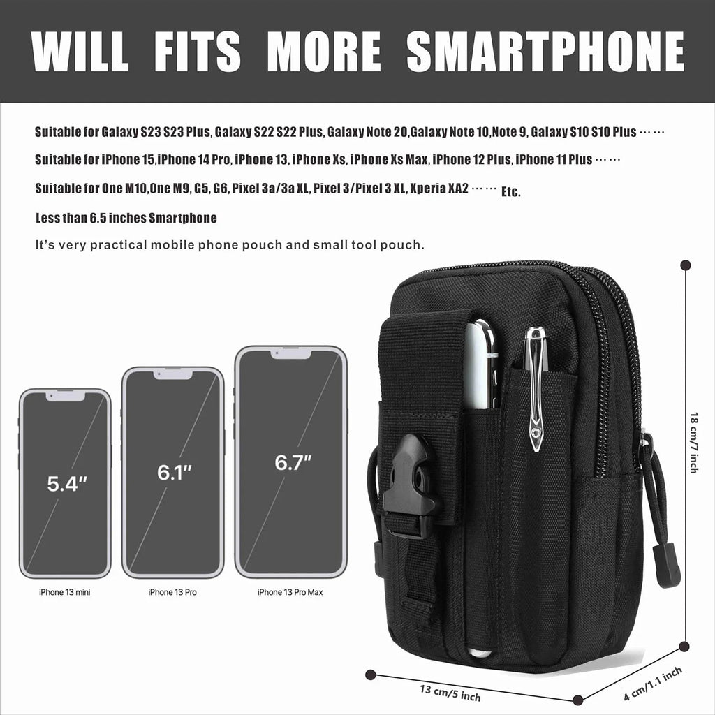 Taktische Handy Gürteltasche EDC - Riñonera compacta para exteriores con más bolsas para todos los días, usos y actividades 