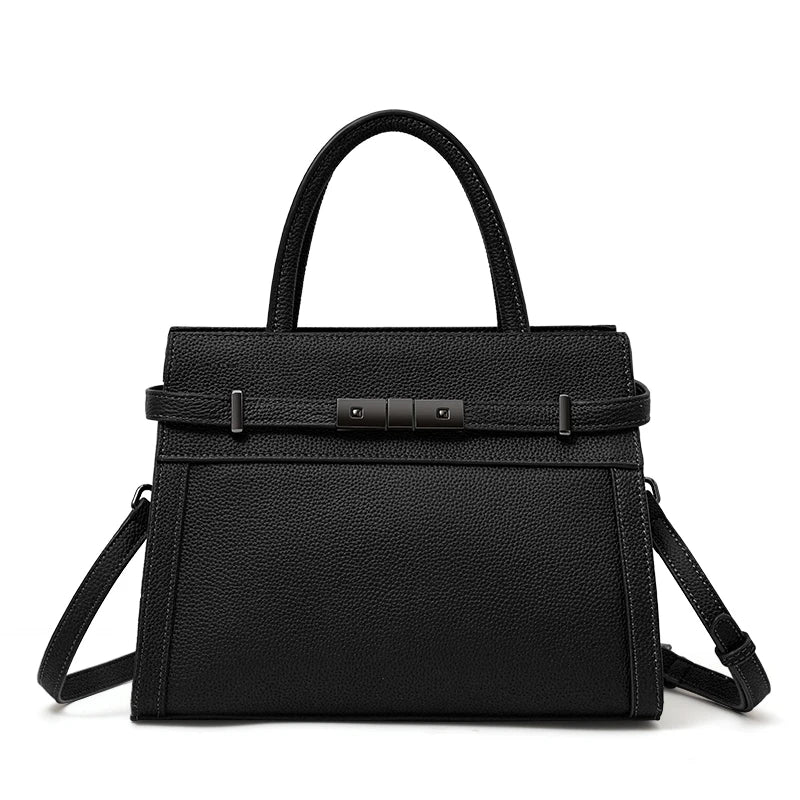 Damen Tote Bag aus echtem Rindsleder – Schlichte Business-Handtasche aus First-Layer Cowhide, elegante Schultertasche für Beruf & Alltag