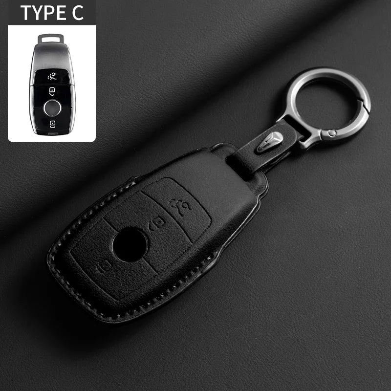 Vollumschließende Flip Leder Autoschlüssel Hülle für Mercedes-Benz – Premium Key Case Cover für A, C, E, S, G-Klasse, GLC, CLA, GLB, GLS, GLA (W177/W205/W213/W222/X167)