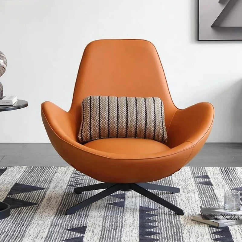 Moderner Drehbarer Lounge Chair aus PU-Leder mit Metallfuß – Komfortabler Relaxsessel für Wohnzimmer, Apartment & Hotel