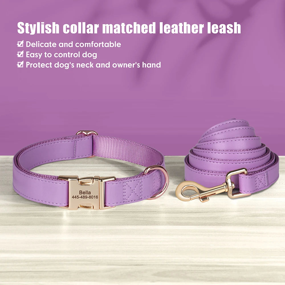 Ensemble de harnais et de laisse personnalisés pour chiens en cuir PU – Attaches individuelles avec ceinture pour petits et grands chiens 