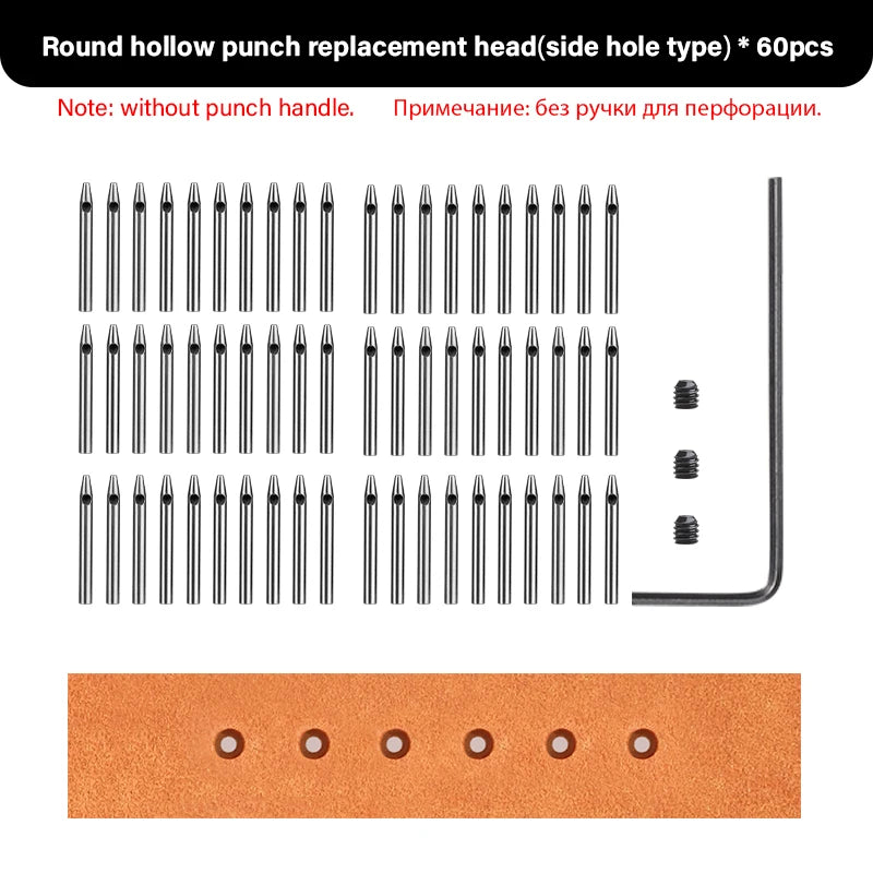 WUTA Austauschbare Rundloch- & French-Style Schlagköpfe – 20-teiliges Zubehörset für 3. Generation Leder Stichwerkzeuge