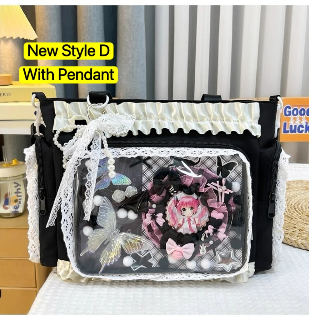 Y2K Ita Bag Damen – Sac fourre-tout transparent et bandoulière au style japonais Lolita, grand sac fourre-tout DIY Display 