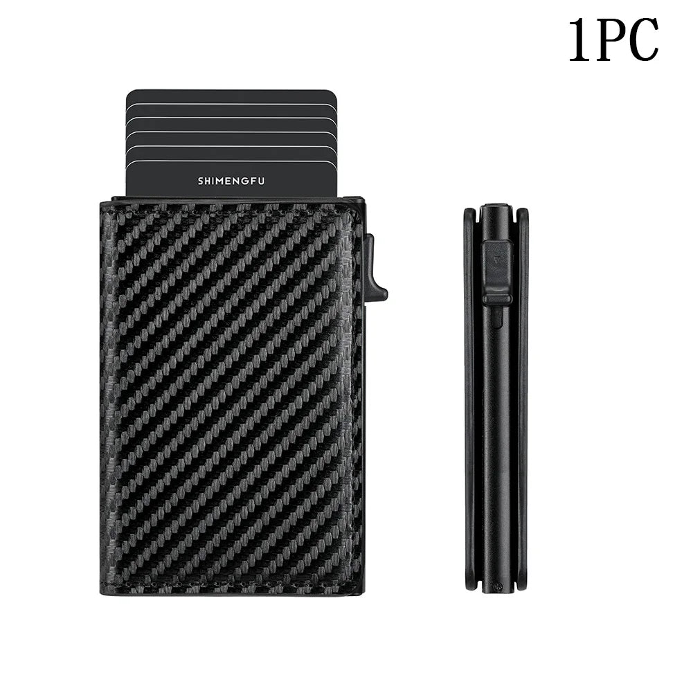 Metall Leder Kartenhalter mit Pop-Up Funktion – Minimalistisches Designer ID & Kreditkarten Wallet für Damen & Herren