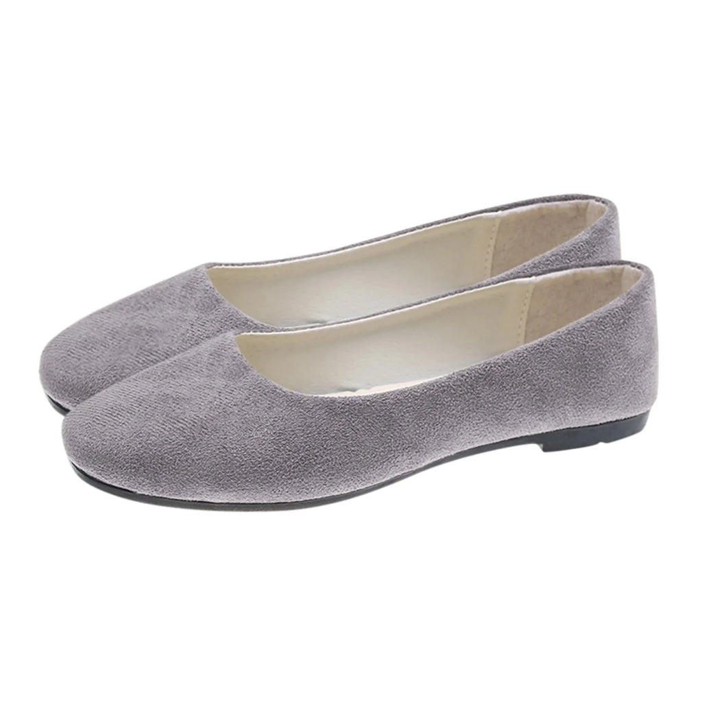 Damen Flats 2025 – Bequeme Runde Zehen Ballerina Flats aus Suede mit Weicher Sohle, Casual Mom Shoes